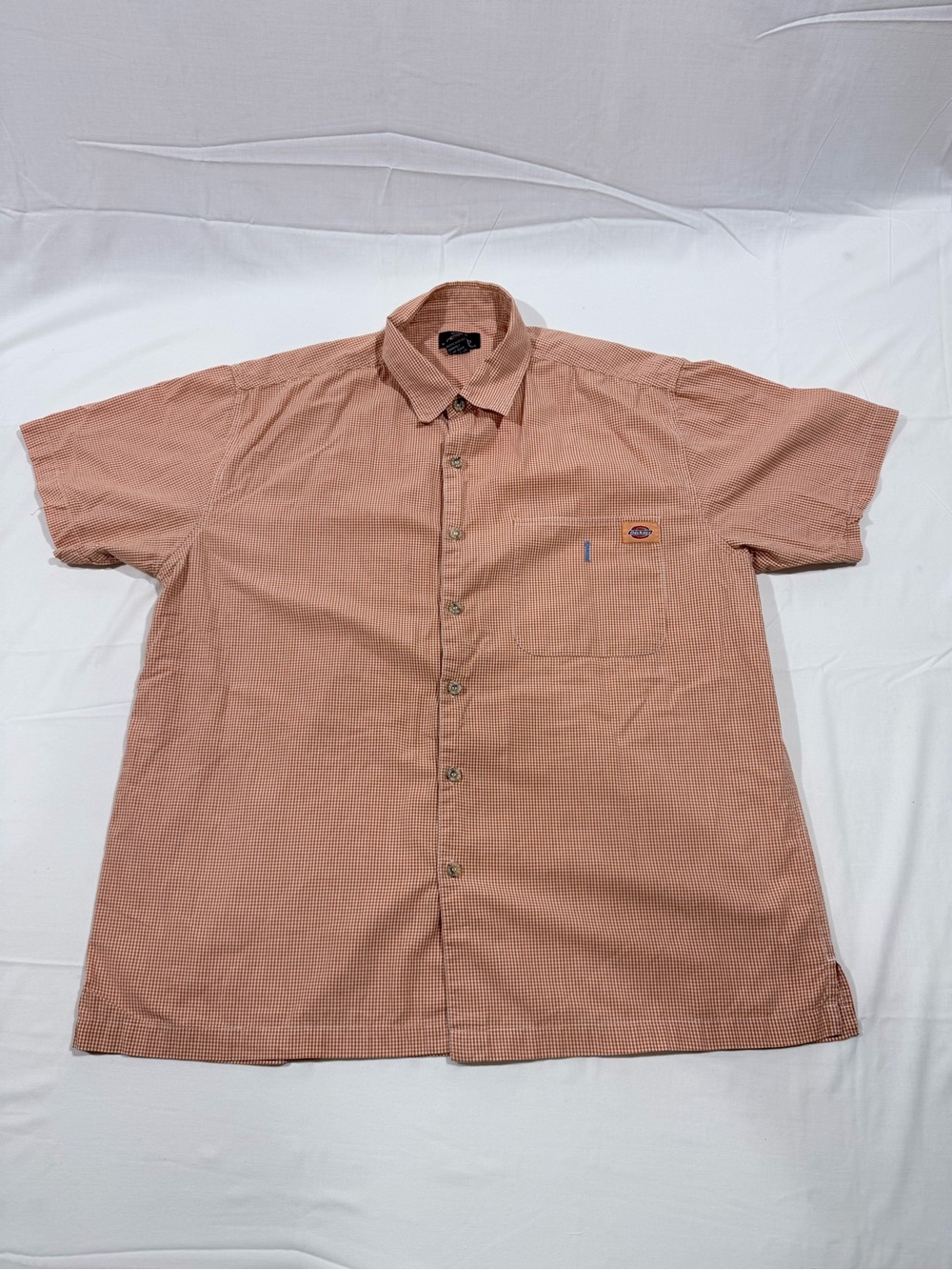 Dickies Men's Short Sleeve Button-Up Shirt - Rust Check XL